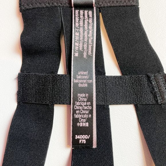 NWOT Victoria's Secret Bra 34DDD Unlined Balconet Strappy Banded Black B1429 - Picture 6 of 8